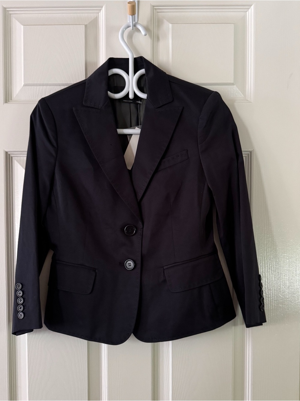 NWT BCBGMAXAZRIA Navy Tailored Button Blazer Jacket Size XS